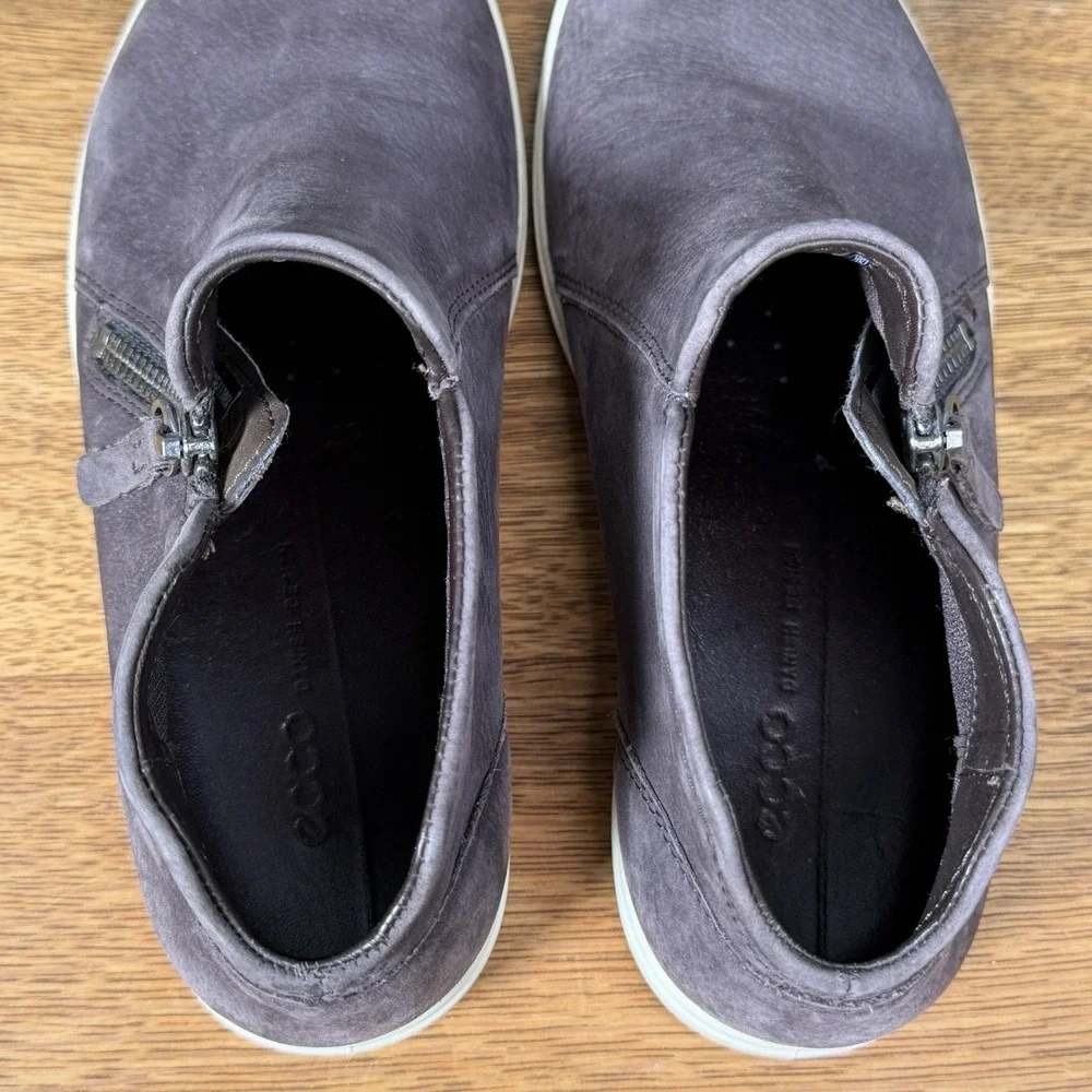 Ecco Womens Soft7 Shoe Size 37 6 Gray Nubuck Zip Bootie Mid Sneaker Comfy Casual